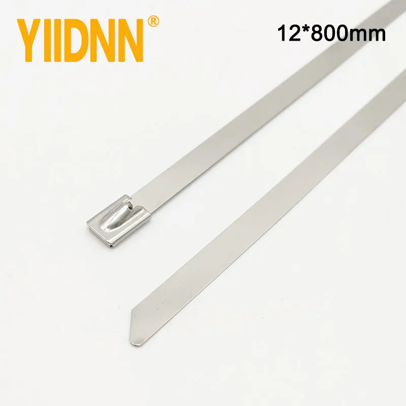 

Stainless Steel Cable Ties 12*800mm Self-Locking Cable Zip Tie Multi-Purpose Metal Exhaust Wrap Locking 100Pcs Ties