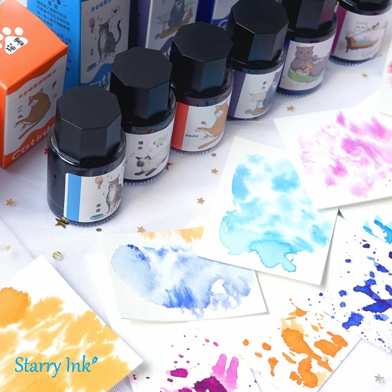 Starry Ink "cat Ink" Series  Non Carbon Ink  Glass Dip Pen Watercolor 15ml Gradient Change Color Ink