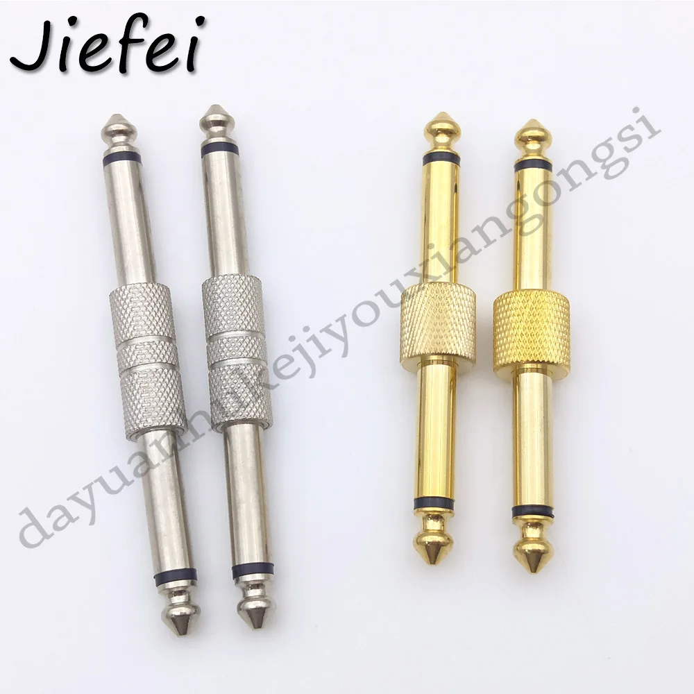 

10-100Pcs Gold or silver 6.35mm Mono Adapter 2 Poles Male to 6.35mm Male Plug Straight Converter 1/4 Inch Audio Extender Coupler