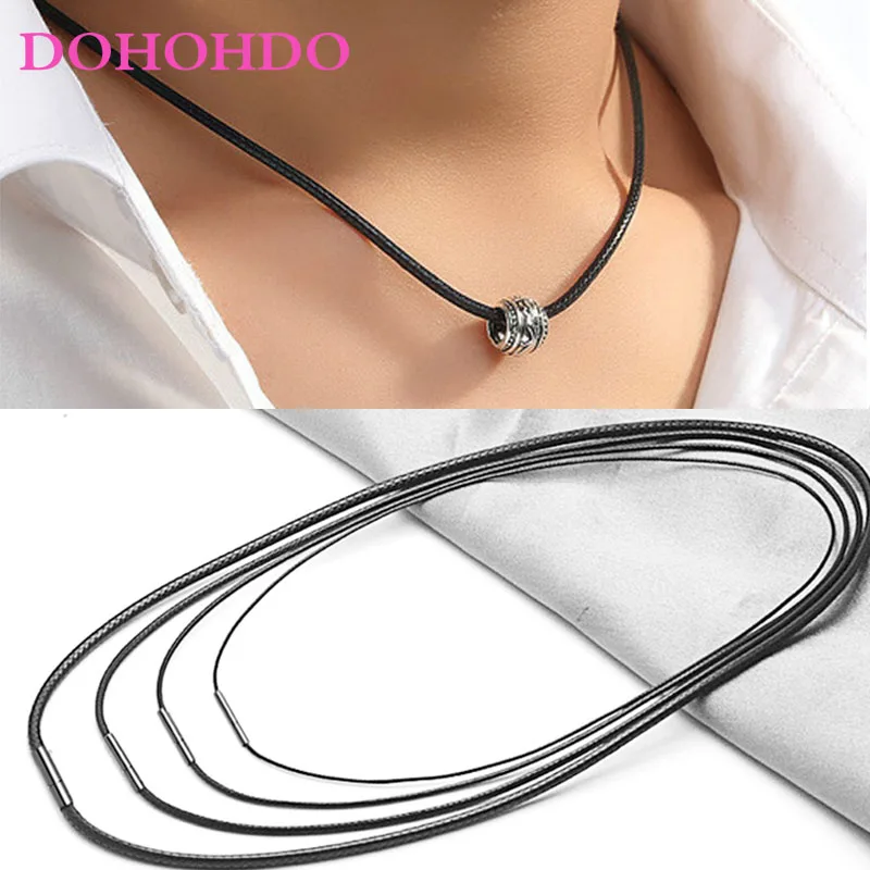 40-60cm 1mm 1.5mm 2mm 3mm Leather Cord Necklace Cord Wax Rope Chain With Stainless Steel Clasp For DIY Necklace Jewelry Making