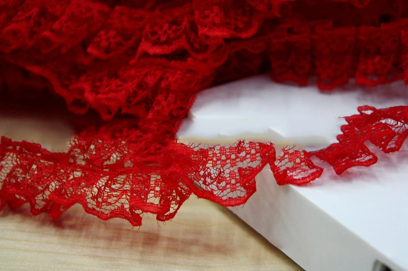 36Yards Pleated Lace Trim Colorful 23mm Wide Ruffle Collar Guipure Fabric Doll Sewing Accessories For Dress