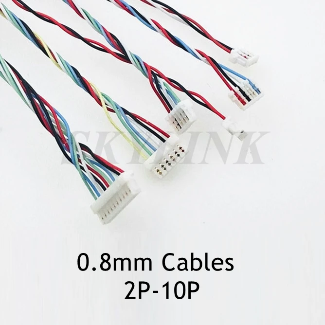 5PCS 0.8mm Single End Cable  Wire 300mm 32AWG 2P 3P 4P 5P 6P 7P 8P 10P 0.8mm Pitch Connector Cable