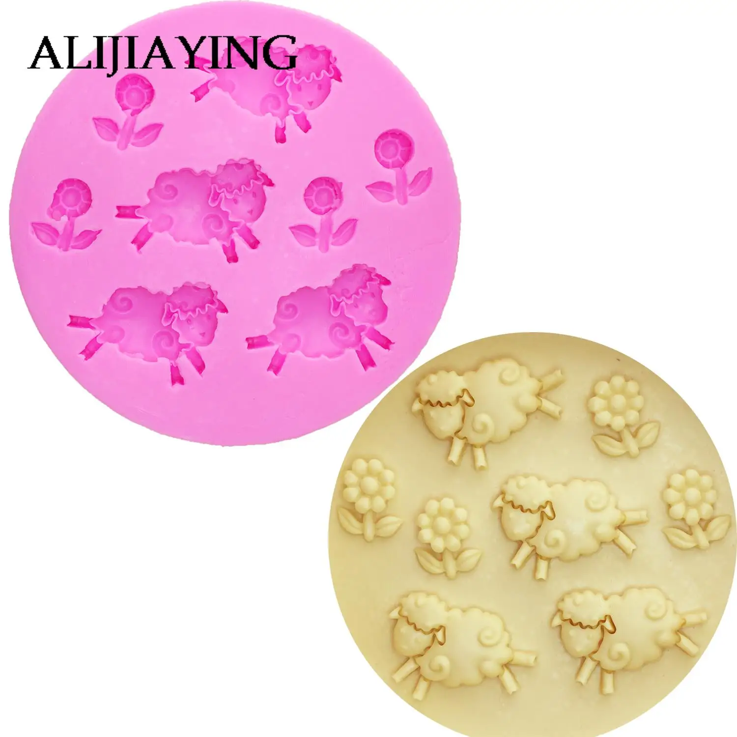 M0125 Sheep Flowers Fondant Silicone Mold Pastry Biscuits Mould Candy Chocolate Molds Cake Decoration DIY Baking Tools