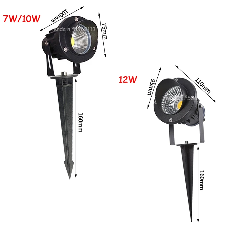 Imagem -03 - Led Cob Garden Lawn Lamp Lâmpadas à Prova Dágua Spike Light ao ar Livre Caminho Local 220v 110v dc 12v 3w 5w 7w 10w 12w