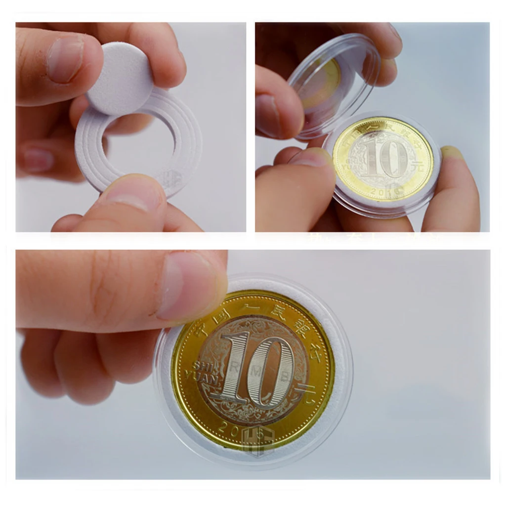 50Pcs Wooden Coin Collection Box Transparent Coin Capsule with Gasket for 18/21/25/27/30mm Collectable Challenge Coin Holder