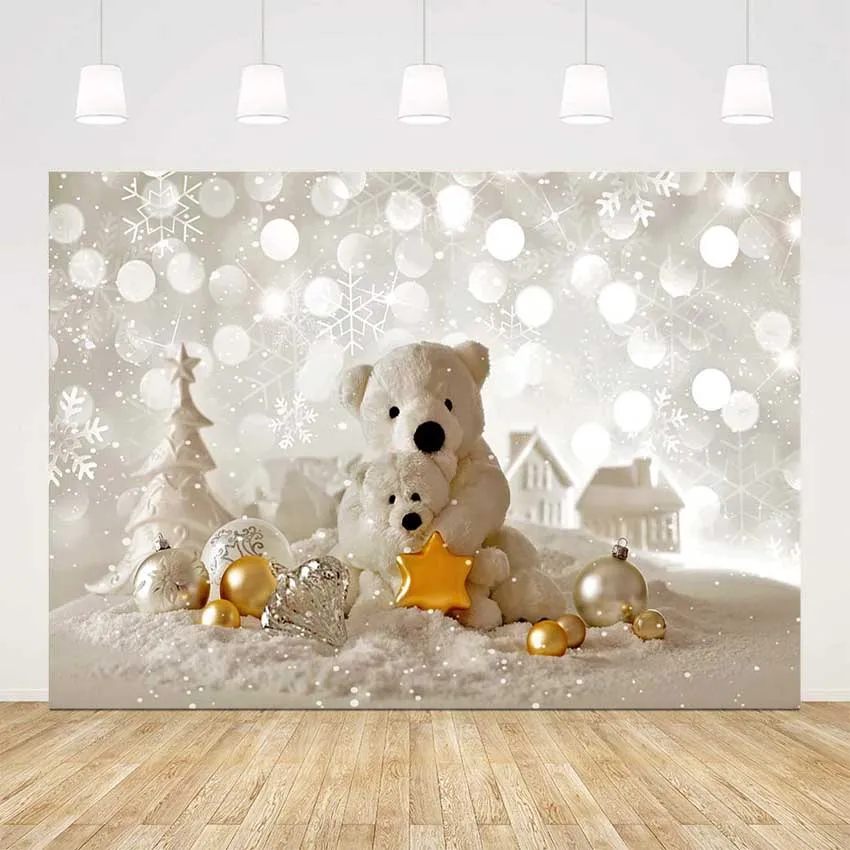 Christmas bokeh glitter backdrop for photography winter snow photo background Bells snowflake newborn portrait photo shoot