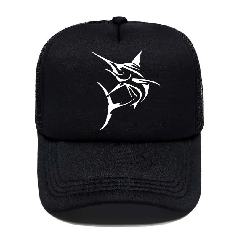 Marlin Fish Large swordfish Fishing Print Baseball Cap Men Women Parent-child Hats Mesh Visor Outdoor Sun Hat Adjustable Caps