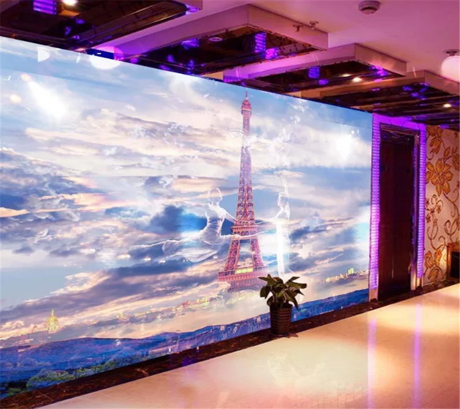 

wellyu Customized large 3d wallpaper Eiffel Tower hotel bar nightclub KTV box tooling background wall wallpaper