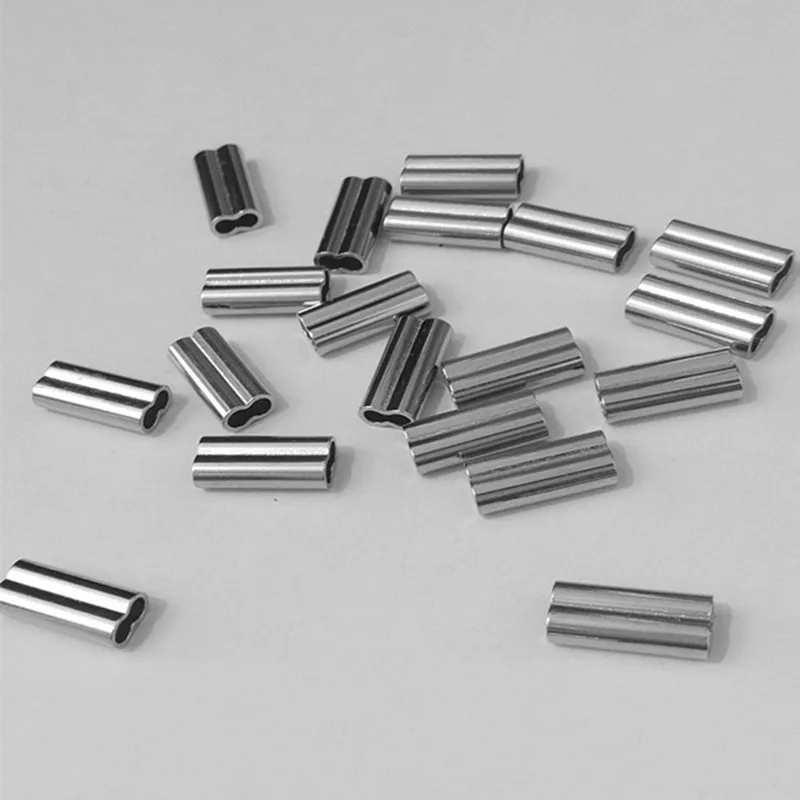 50pcs Fishing Wire Tube Brass Fishing Double Single Barrel Crimping Sleeves Tackle Connector High Strength Fishing Accessories