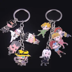 Anime JoJos Bizarre Adventur Keychain Kujo Jotaro Kira Yoshikage Jonathan Joseph Giorno Giovanna Figure Key Chain Props Jewelry