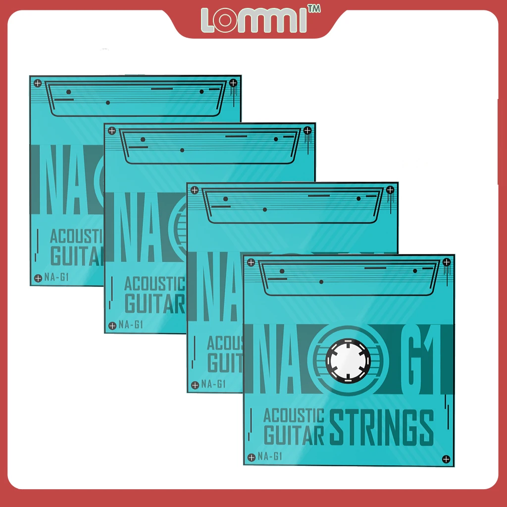 

LOMMI 4 Packs Acoustic Guitar Strings Anti-Rust Phosphor Bronze Hexagon Guitarra Strings Accessories NAOMI Guitar Strings G1