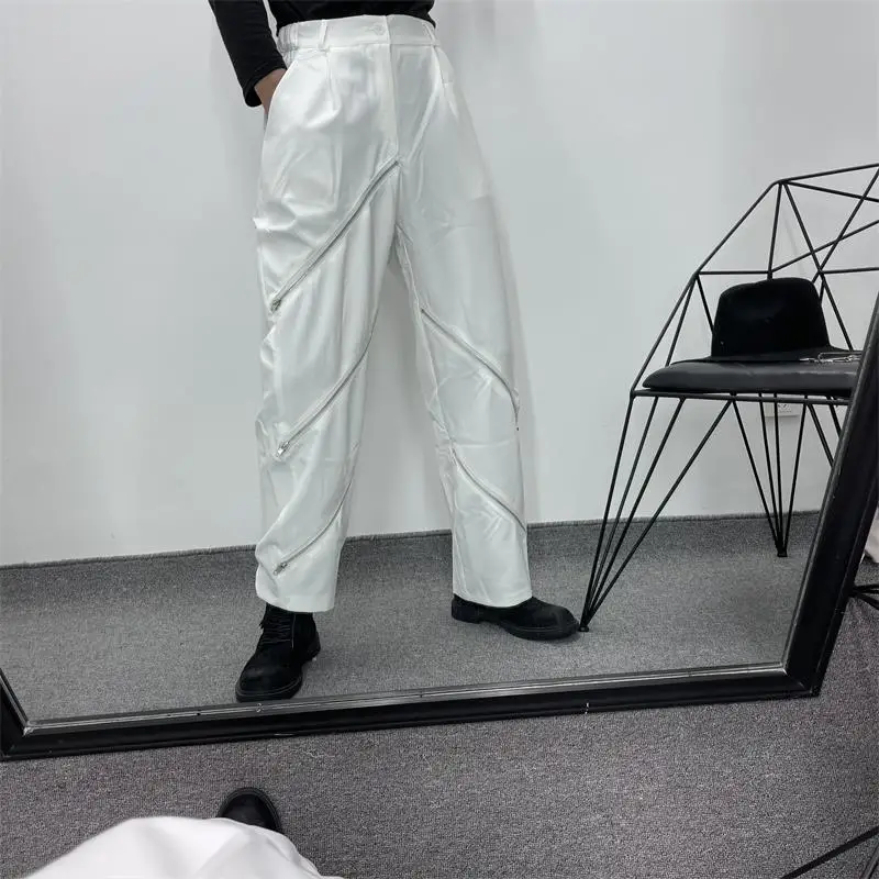 

Men's Suits Straight Pants Spring And Autumn New Multiple Zipper Decoration Personality Leisure Loose Pants