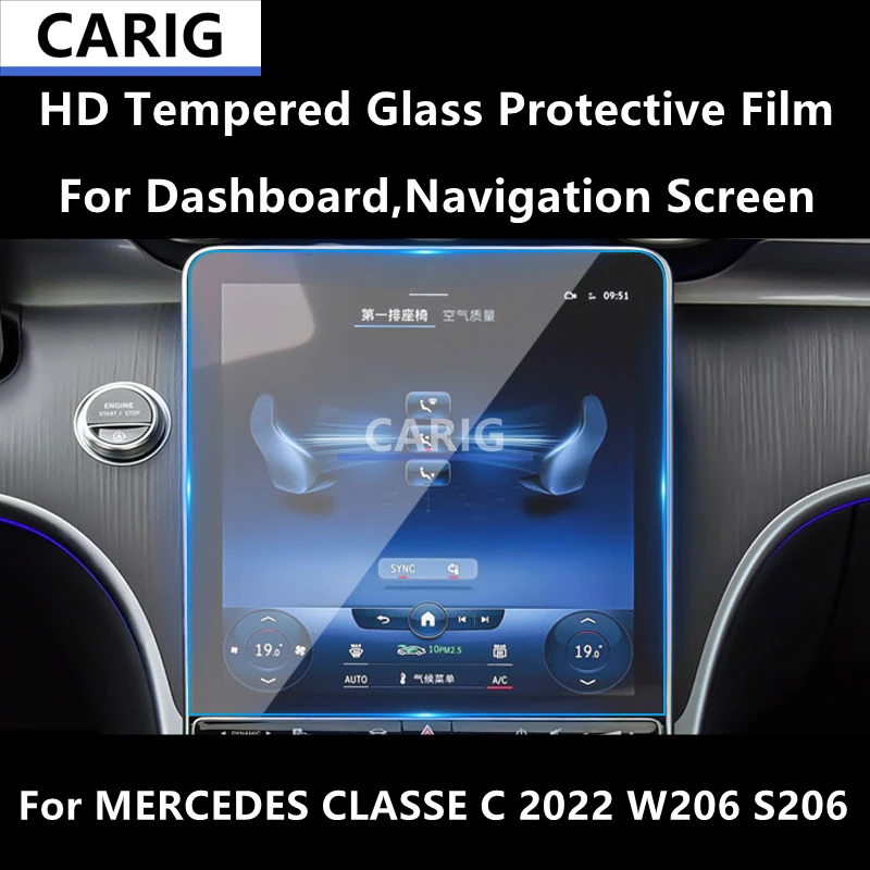 

For MERCEDES CLASSE C 2022 W206 S206 Dashboard,Navigation Screen HD Tempered Glass Protective Film Anti-scratch Repair Film