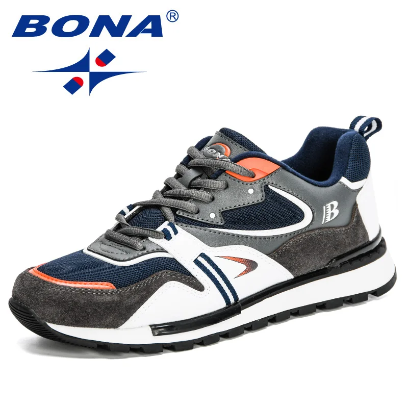 BONA New Designers Action Leather Sport Shoes Man Sneakers Running Shoes Men Tennis Male Walking Footwear Trendy Fitness