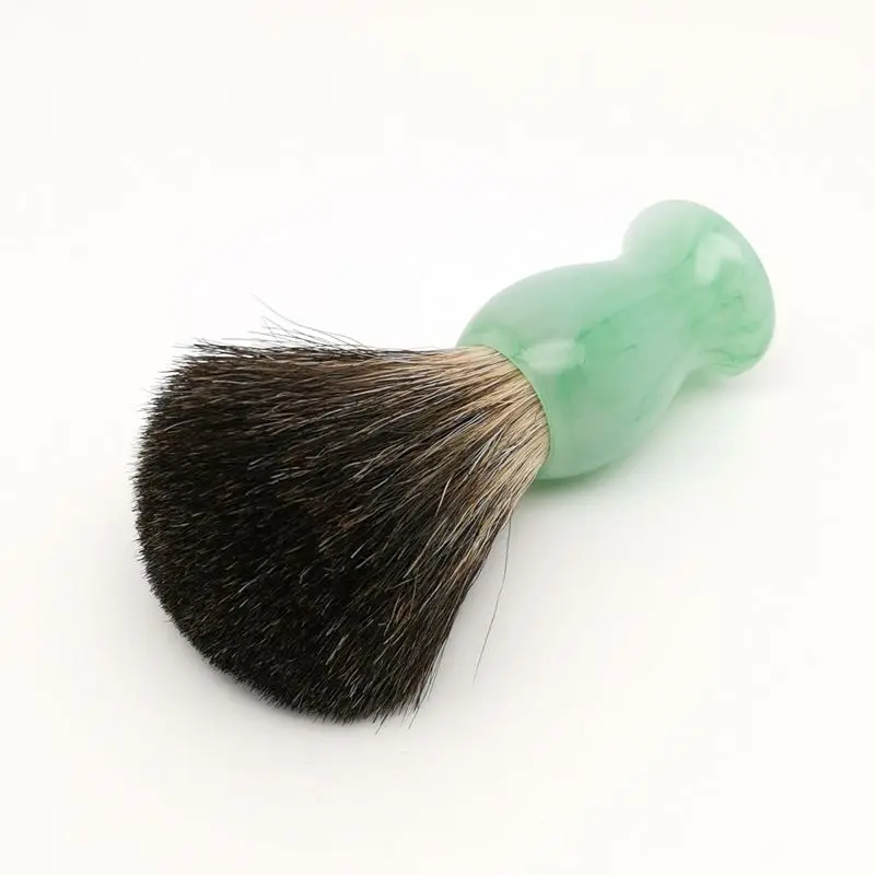 TEYO Emerald Green Pattern Resin Handle Black Badger Hair Shaving Brush