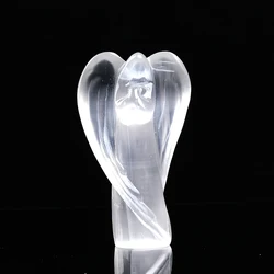 Guardian Angel Figurine Natural White Selenite Raw Crystals Hand Carved Gypsum Crystal Healing Stone Home Decor DIY Gifts 1PC