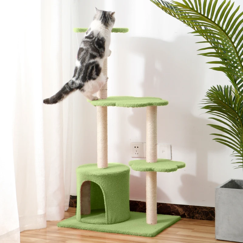 

Pet Furniture Scratching Post Supplies Cat Tree Tower Accessories For Climbing Play Structure For Cats Toy Pets Climbing Frame