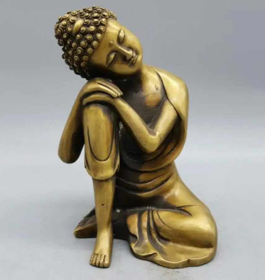 

China brass Sakyamuni sleep Buddha crafts statue