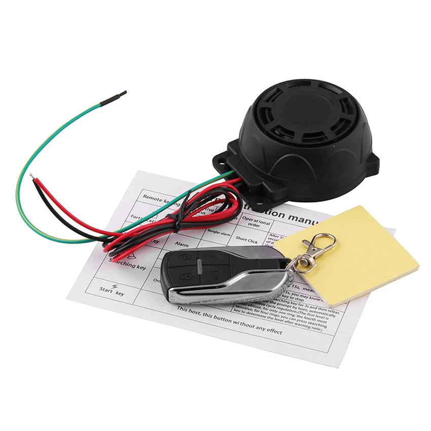 Waterproof Motorcycle Alarm Remote Control Alarm Warner Anti-Theft Security Burglar Alarm System 120-125dB for Bike Bicycle