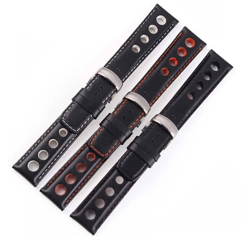 Watchband 20mm Genuine Leather Strap for PRS516 Men‘s Watches Band with Butterfly Clasp Black Brown Soft Cowhide Belt