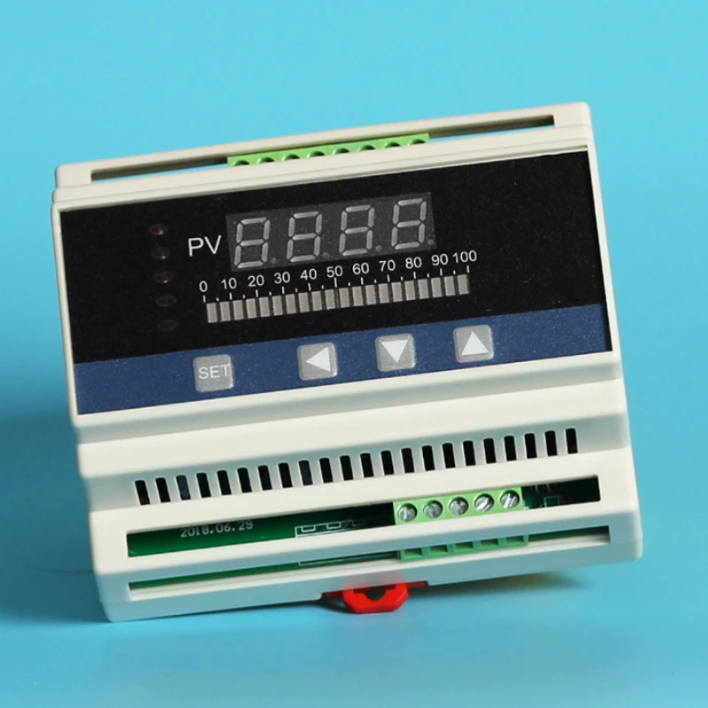 Din Rail 4-20mA DC Input Water Liquid Level Pressure Controller Gauge w 4 Ways Relay DC24V Voltage Output PID Liquid Level Meter