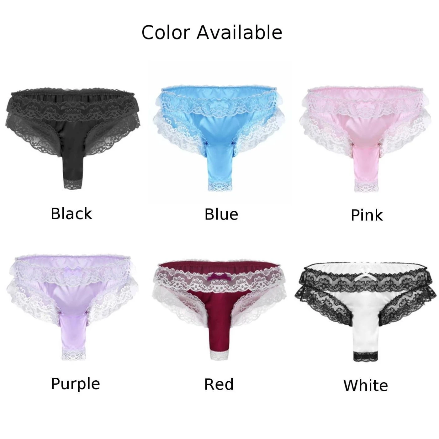 Hot Men Sissy Lace See-through Panties Sexy Satin G-String Thong Briefs Underwear With Penis Sheath Panties Erotic Lingerie