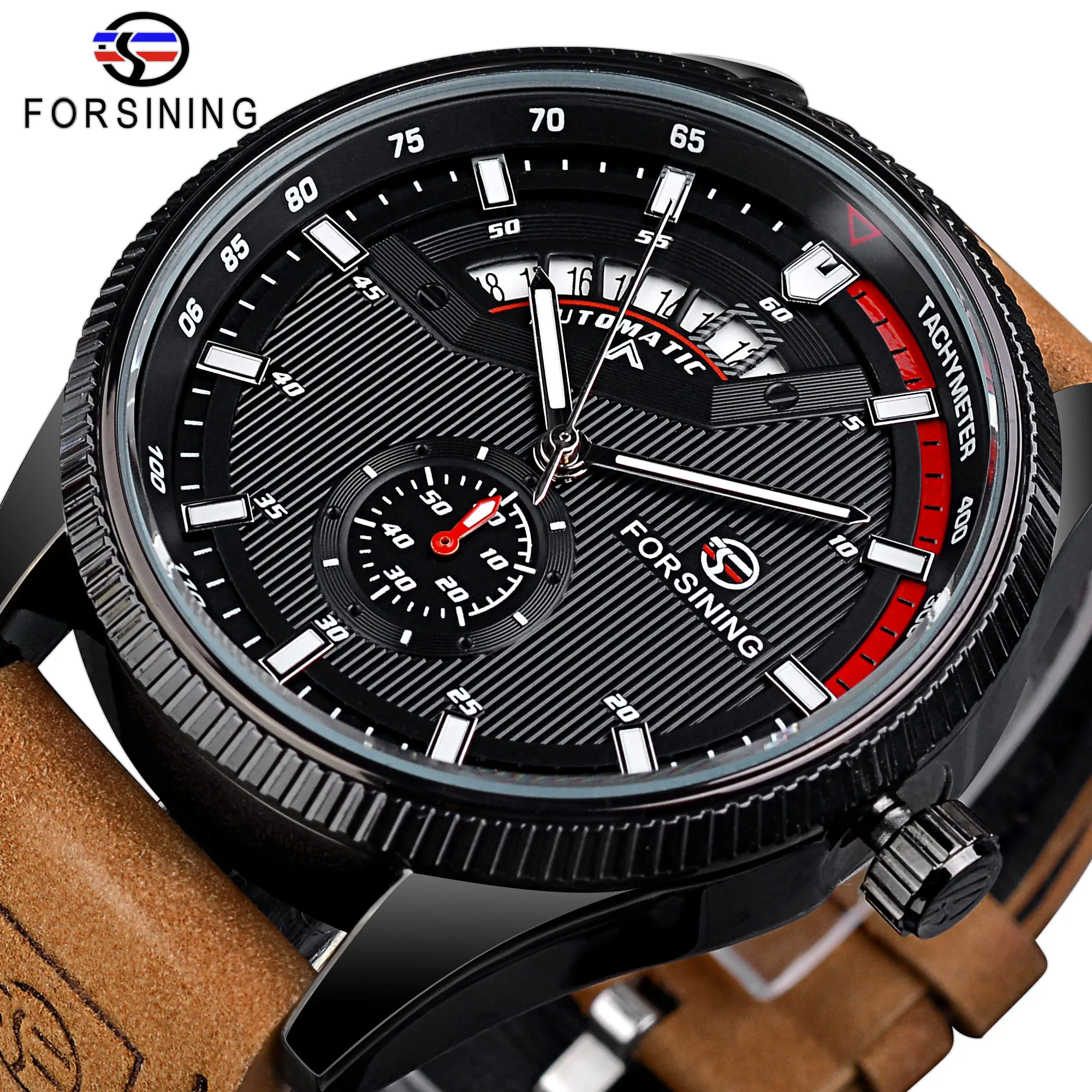 

Forsining Date Men Automatic Watches Sport Style Men's Mechanical Wristwatch Luxury Military Leather Wrist Watch Man Clock 3bar