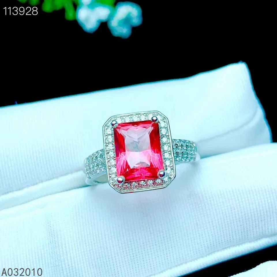 

KJJEAXCMY fine jewelry 925 sterling silver inlaid natural gemstone pink topaz new Female Miss woman girl ring Boutique