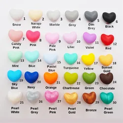 Chengkai 50pcs Silicone Heart Teether Beads DIY Baby Shower Pacifier Teething Jewelry Toy Accessories Chew Making Bead