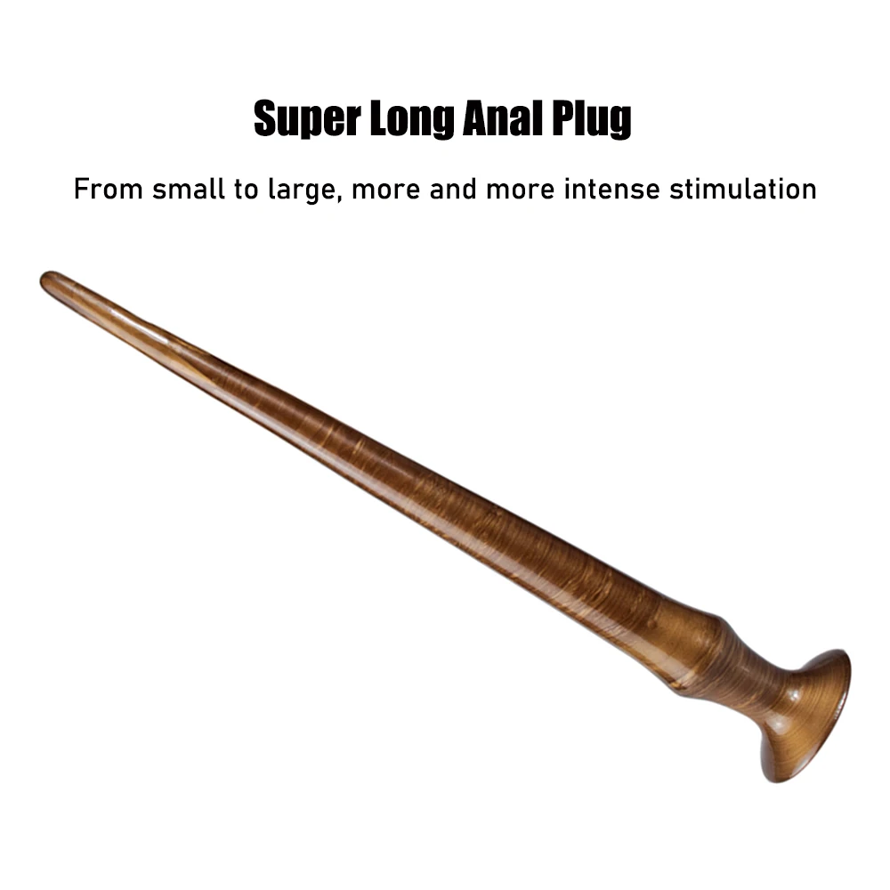 Overlength Anal Plug Dildos Sex Products Soft Anal Dilator Sex Toys for Stimulate Vagina and Anus Wood Texture Long Butt Plug