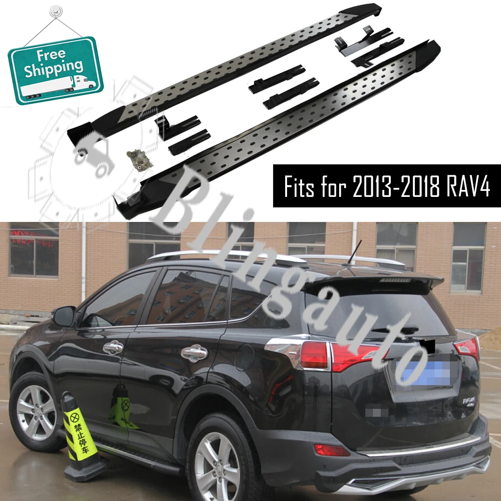 

Fits for T.oyota RAV4 2013-2018 2Pcs left right running board side steps nerf bar car pedal side stairs side bar