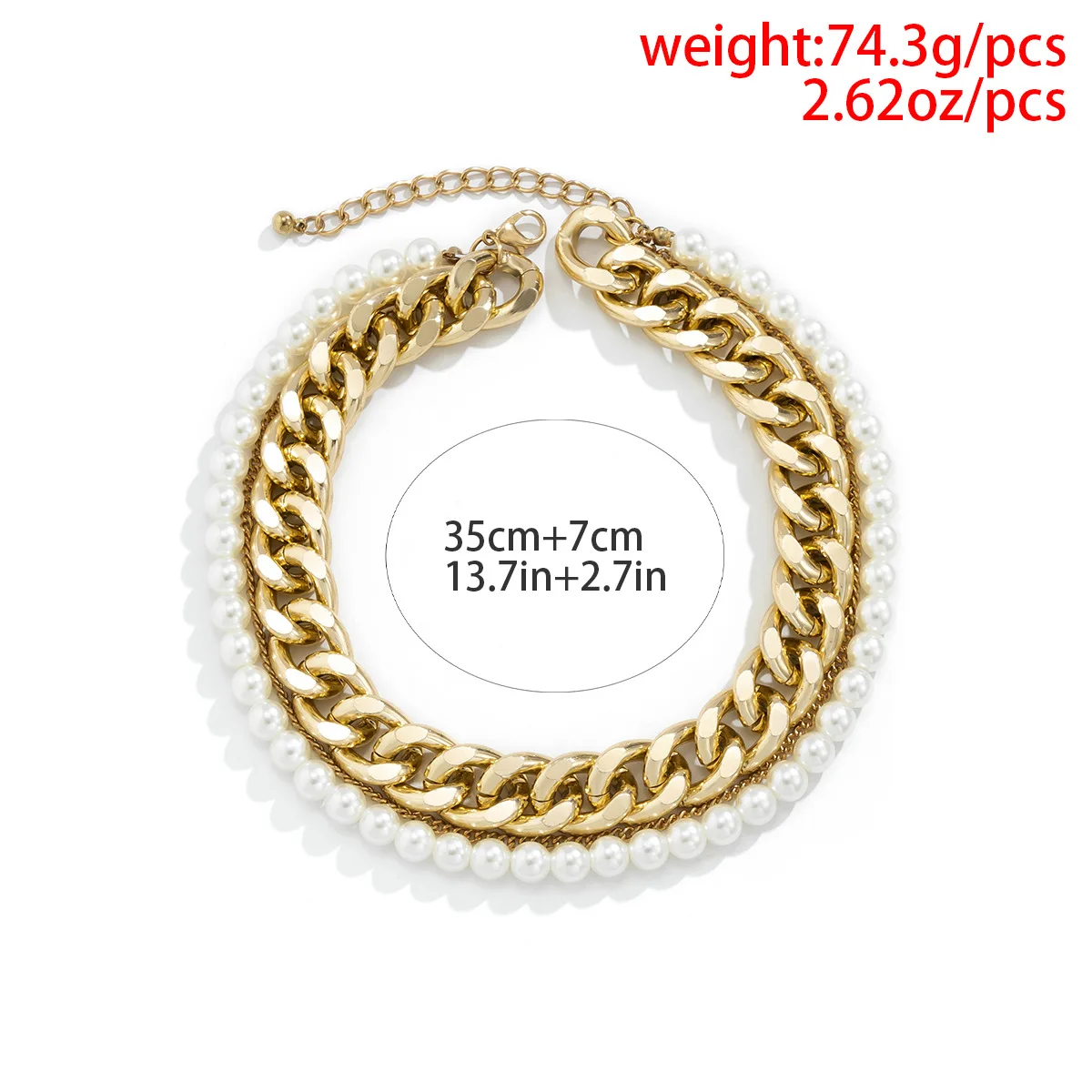 Boho Imitation Pearl Beaded Twist Necklace Women Vintage Gold Color Metal Thick Chain Clavicle Necklaces Girls Fashion Jewelry