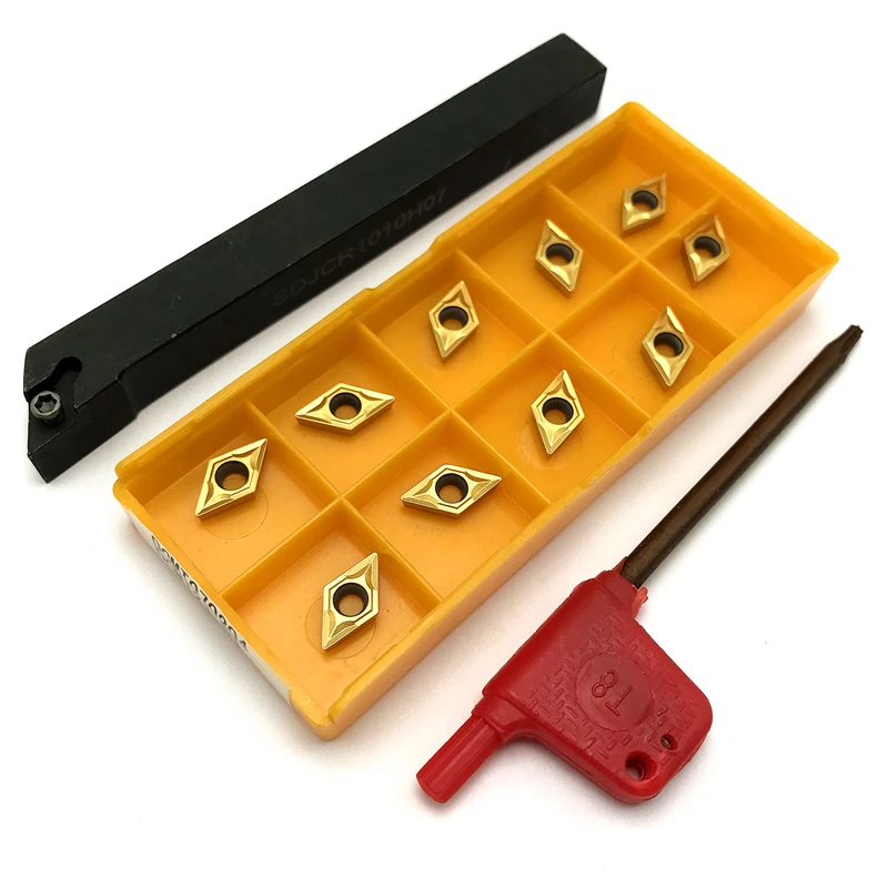 SDJCR1010H07 SDJCR1212H07 SDJCR1616H07 SDJCR2020K07 + Carbide Inserts Turning Tool DCMT070204 CNC Lathe Tool Holder Set