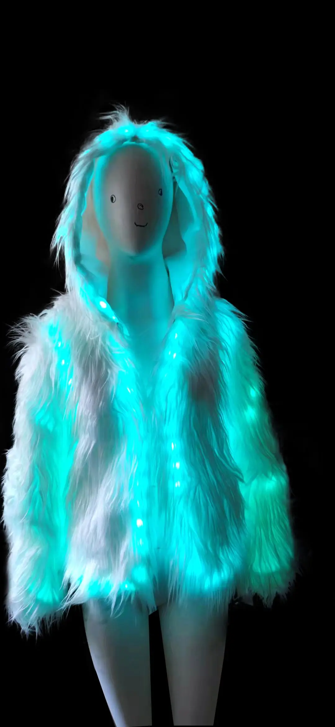 Remote Change Color Party Full Color LED Fur Coat Light Up Jacket Luminous Nightclub Dress Christmas