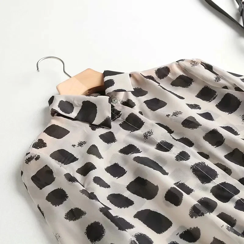 Maxdutti england office lady polka dot elegant silk blusas mujer de moda  2021blouse women simple shirt womens tops and blouse