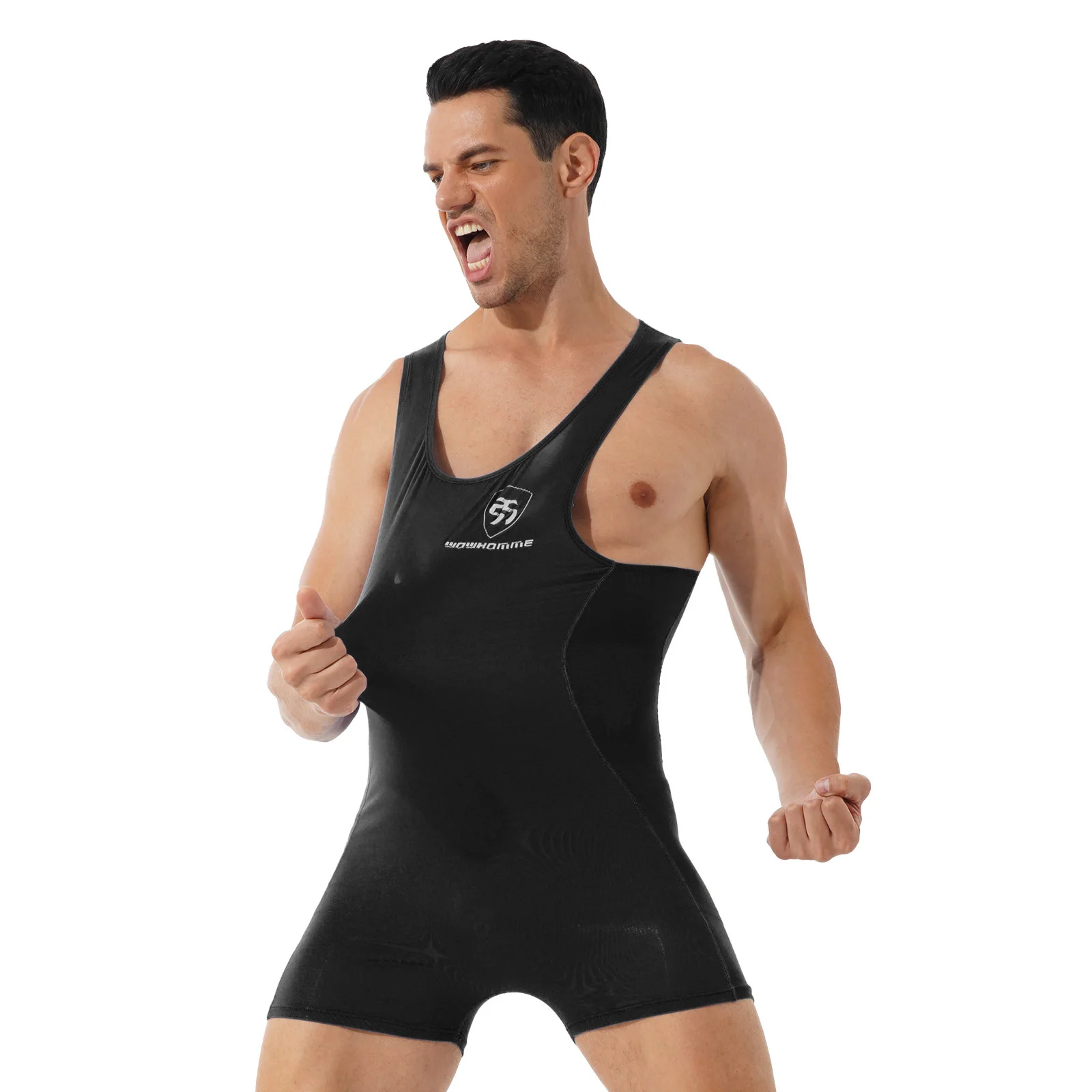 Men Sleeveless Workout Sport Bodysuit Athletic Wrestling Boxers Jumpsuit Leotard Singlet Compression Rompers Fitness Nightwear