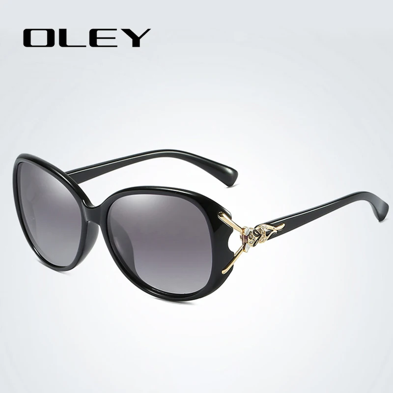 OLEY Retro Sunglasses women Polarized Luxury brand designer big frame Fox eyewear diamond Oculos de sol femininos