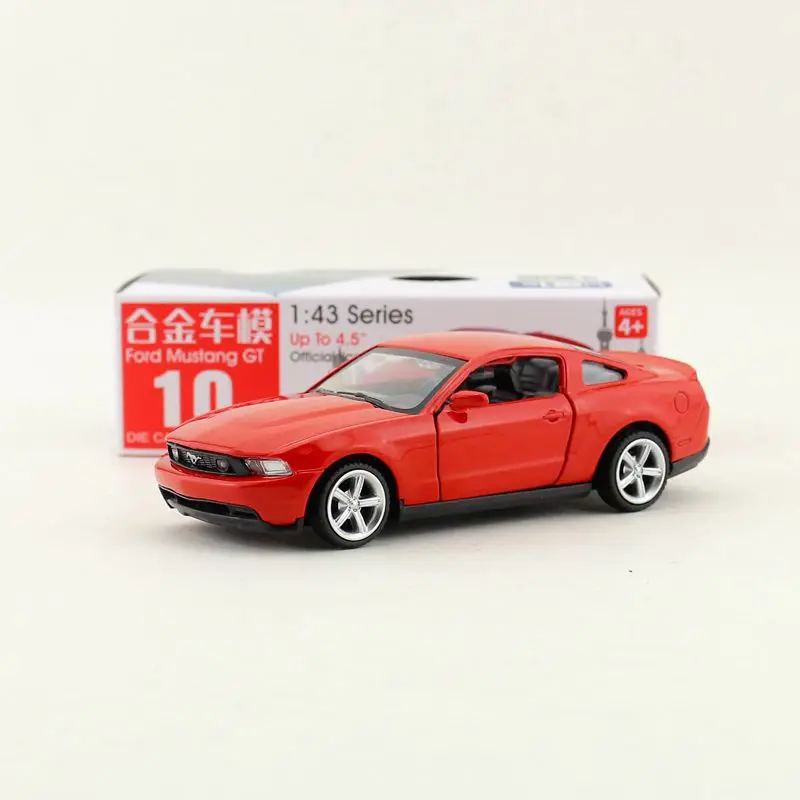 Diecast Metal Toy Model 1:43 Scale Ford Mustang GT Super Car Pull Back Doors Openable Educational Collection Gift For Boys