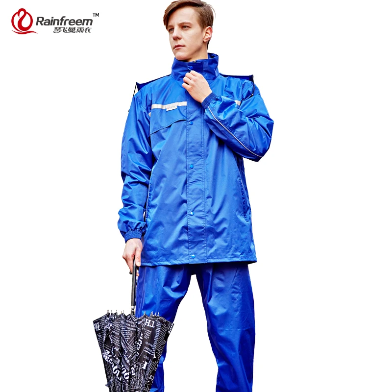 

Rainfreem Impermeable Raincoat Women/Men Hood Rain Poncho Waterproof Rain Jacket Pants Suit Rainwear Men Motorcycle Rain Gear