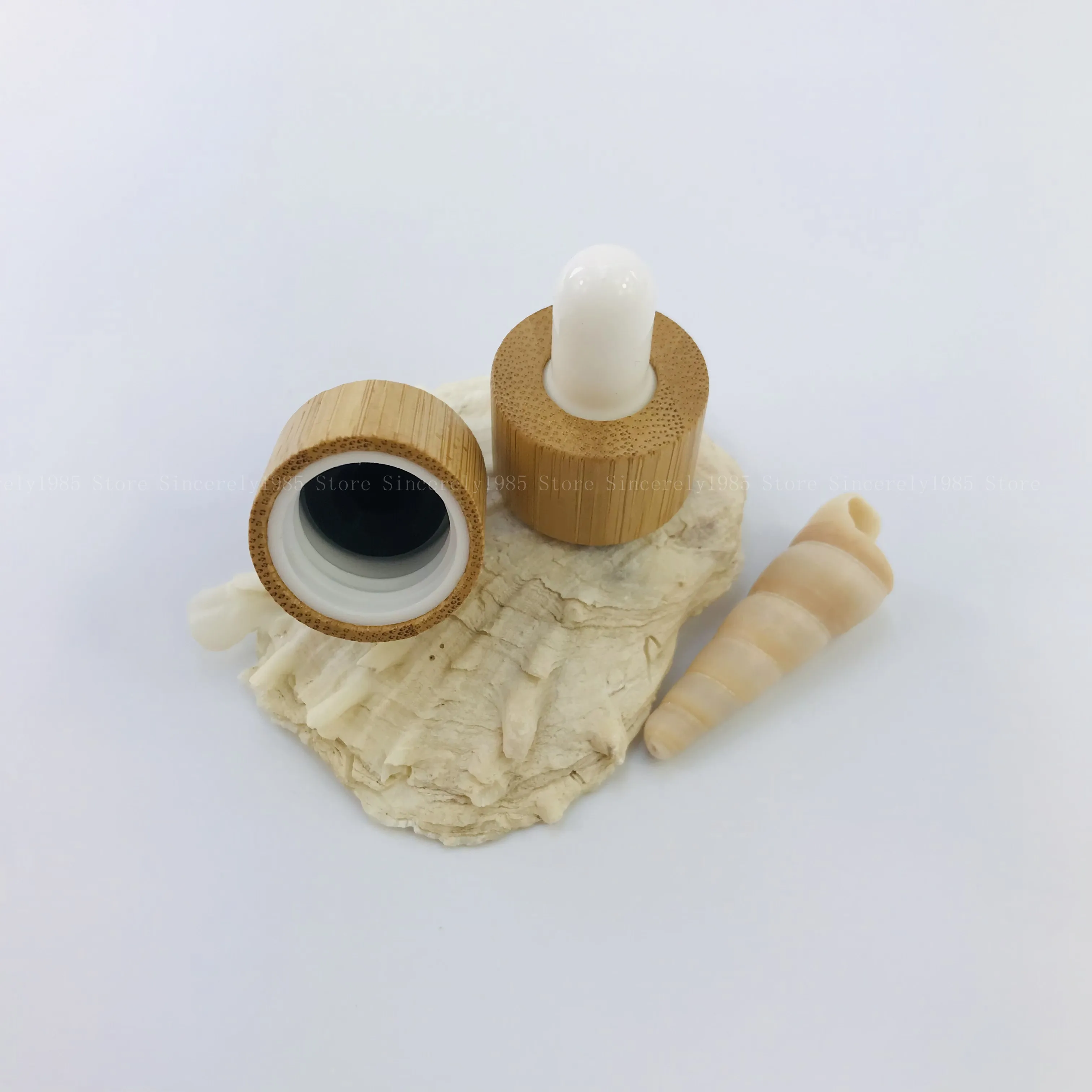 100csp 18mm/410 Glass Bottle Dropper Cap Natural Wood Grain Bamboo Lid /Wood Grain Lid With Pipette