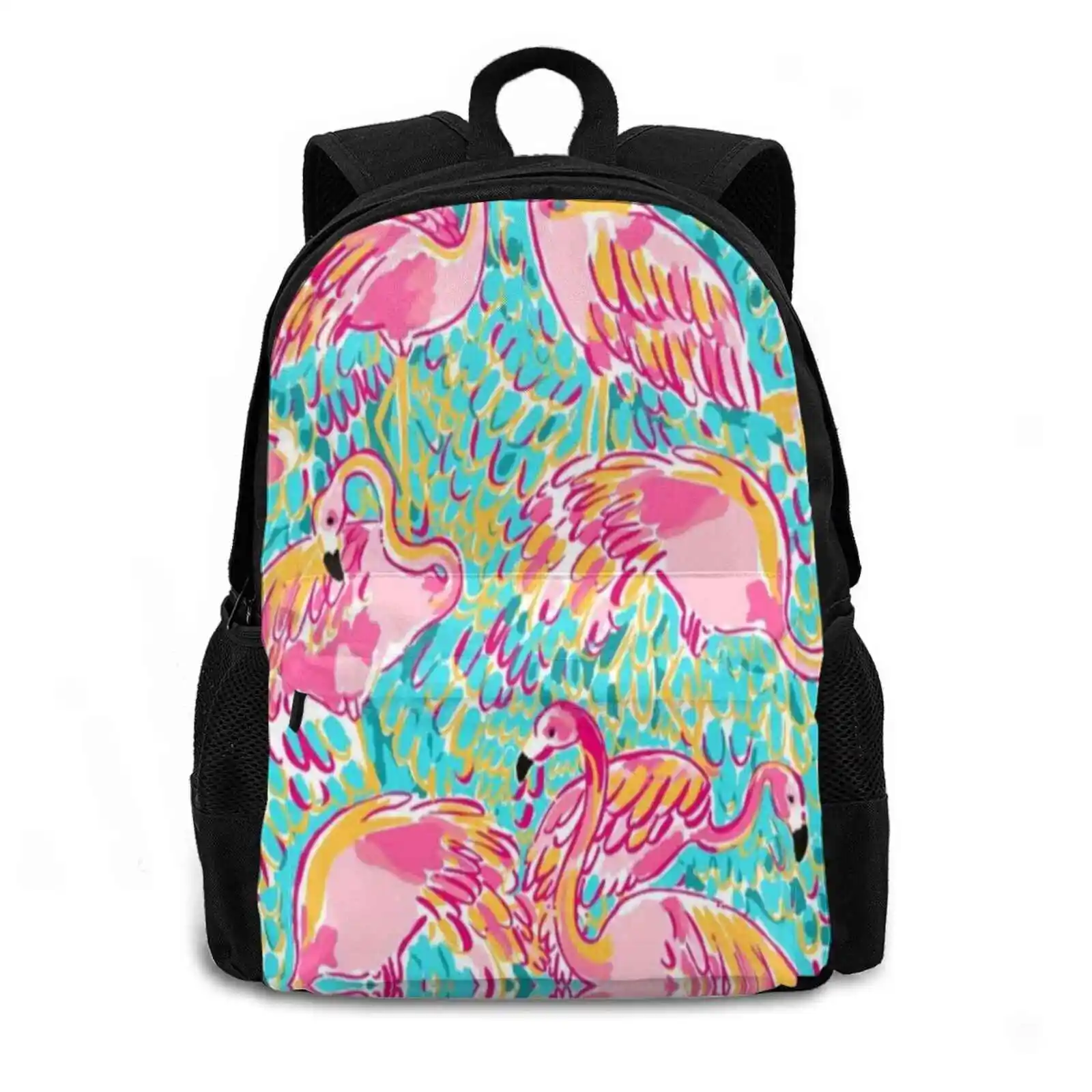 Flamingo Design 475D Print Design Backpack Student Bag Flamingo Preppy Trendy Popular Cute Colorful Summery Vibrant