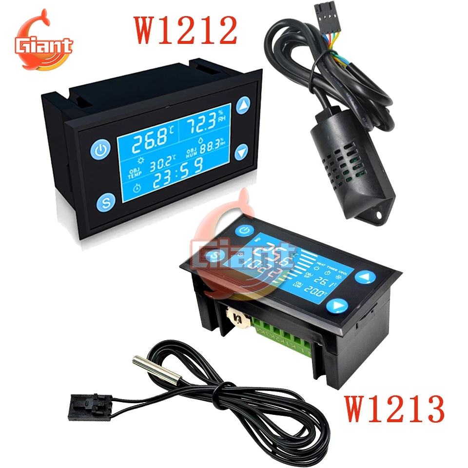 Digital Sensor de Temperatura Medidor de Umidade Termômetro Higrômetro Medidor Controlador de Umidade W1213 Termostato W1212
