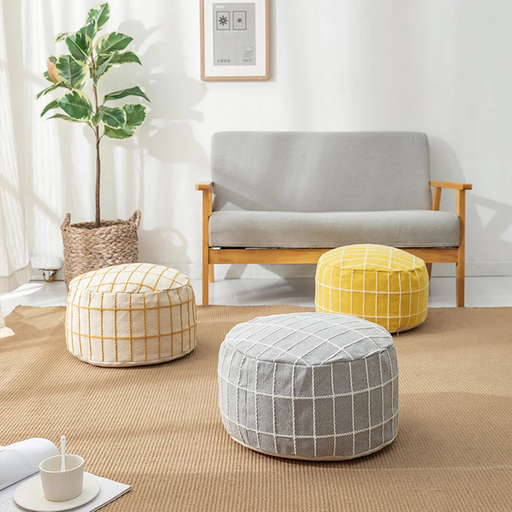 

Unstuffed Ottoman Pouffe Cover Storage solution Large Cotton Linen Foot Rest Bean Bag Cubes for Living Room Kidsroom