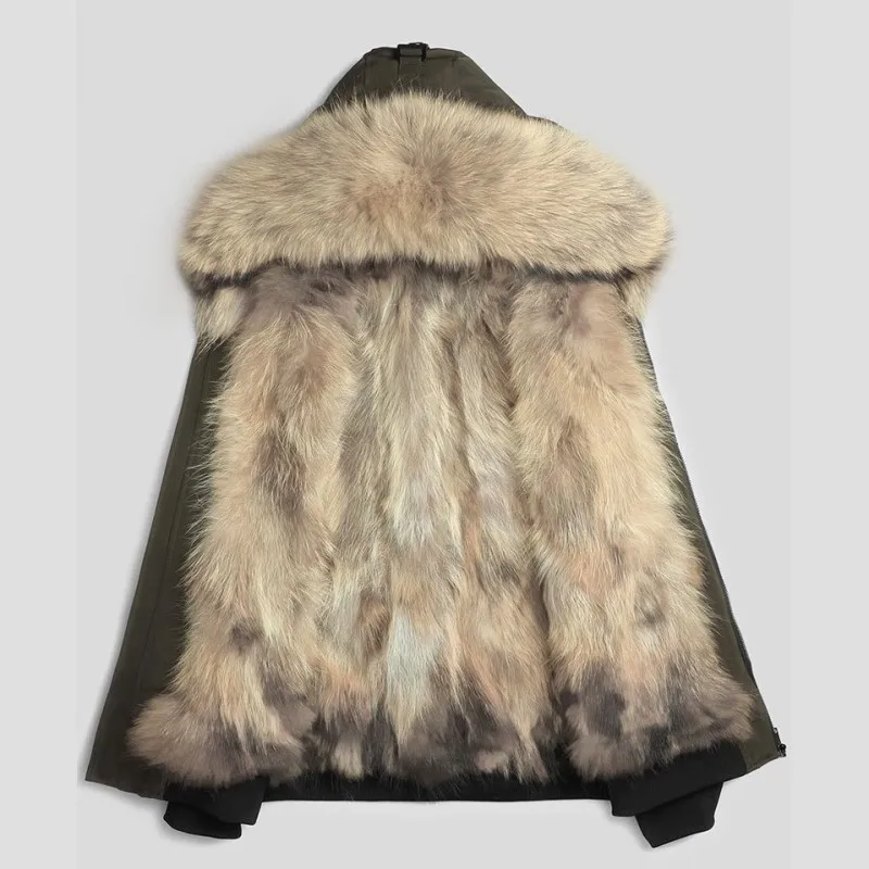 ผู้ชาย Parkas ฤดูหนาว Thicken Warm Raccoon ขนสัตว์กลางแจ้ง Hooded เสื้อแจ็คเก็ตสั้น Raccoon Fur Casual Coat Oversize 4XL