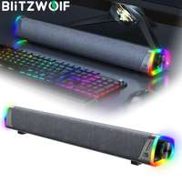 BlitzWolf BW-GS2 PC Computer Speaker Soundbar ,5W*2 Games Speakers ,2.0 Channel RGB Rolling Light 360°Stereo Sound TV Sound bar