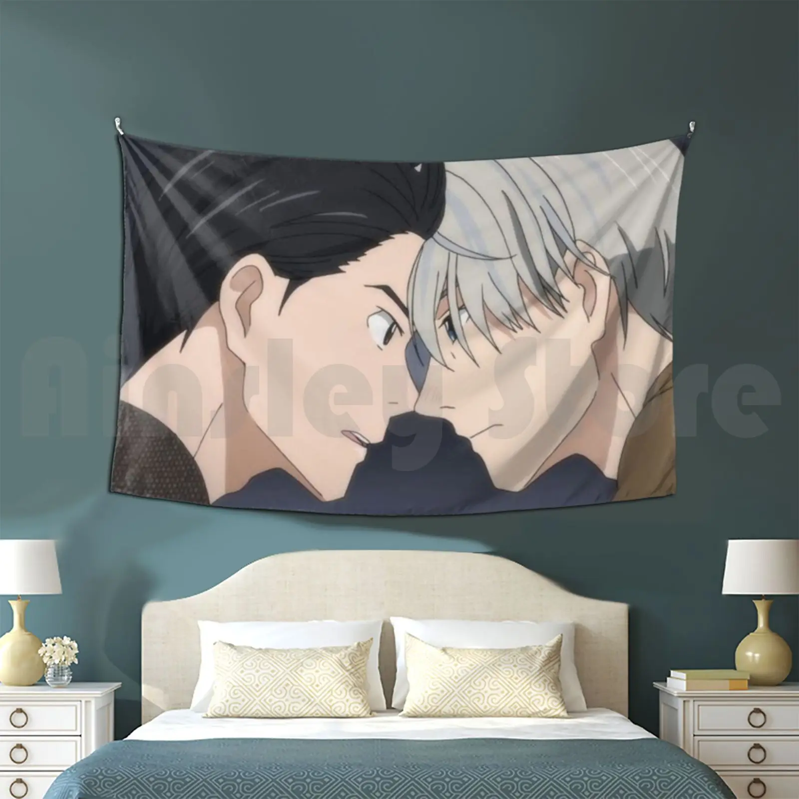 On Ice-Viktor And Tapestry Living Room Bedroom On Ice Yoi Anime Plisetsky Viktor Nikiforov Yuuri Katsuki Katsuki Otabek