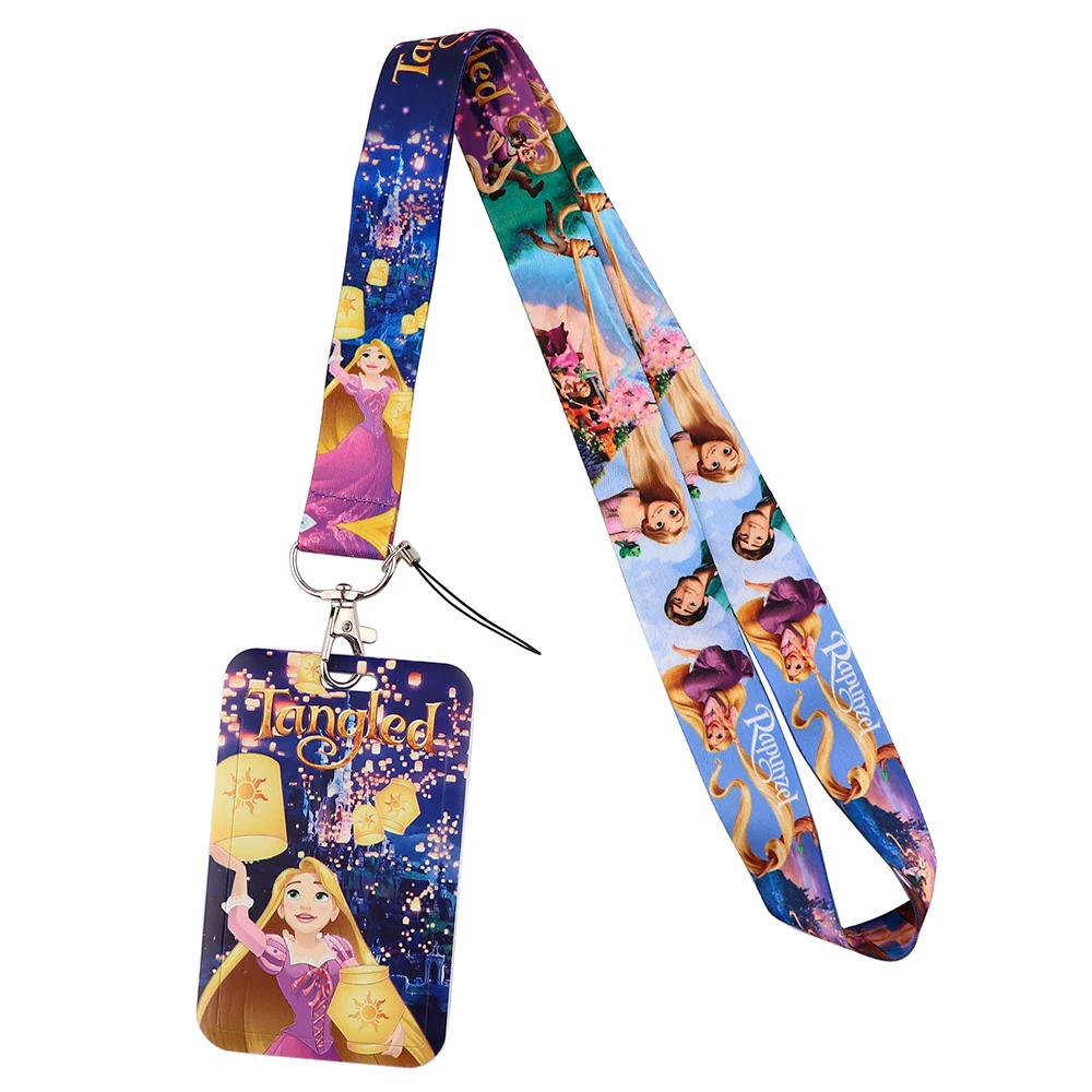 YQ348 Rapunzel cordino aggrovigliato collana corda per telefono ID chiave Campus Card Badge Holder cartone animato tracolla portachiavi Lariat