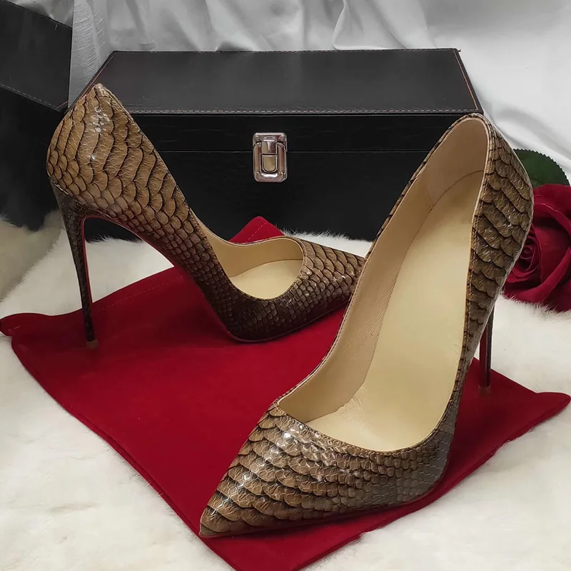 

Big Size Sexy Snake Skin Cotton Fabric Elegant Thin High Heels Women Dress Shoes Ladies Party Shoes