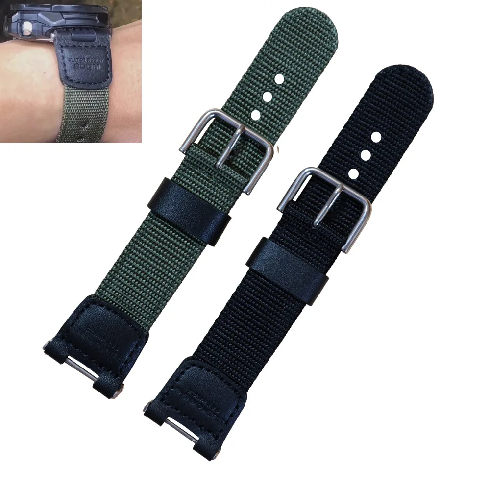 

Sport nylon Strap For Casio G-Shock SGW-100 SGW100 Smart Watch Waterproof Black Wristbands Stainless Steel Buckle Wriststrap