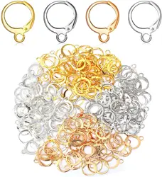 20pcs Gold Color Stainless Steel French Lever Earring Hooks Wire Settings Base Hoops Earrings for DIY Jewelry Making Supplies